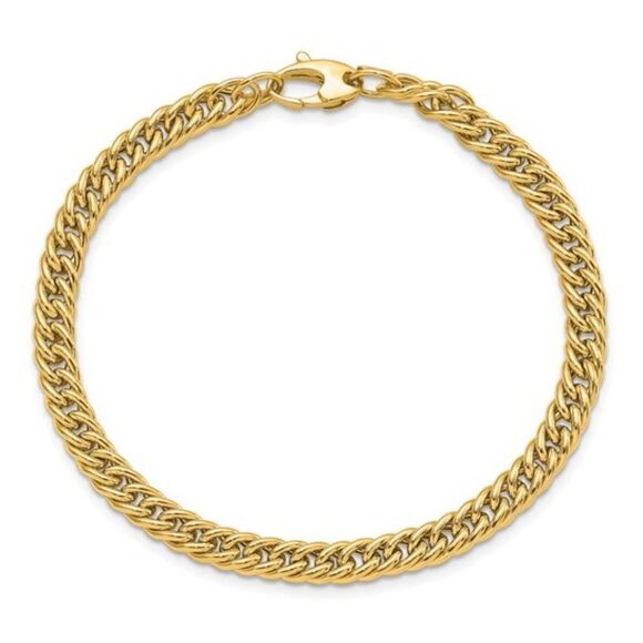 14K Italian Gold Polished Curb Link Bracelet - Picture 6 of 7